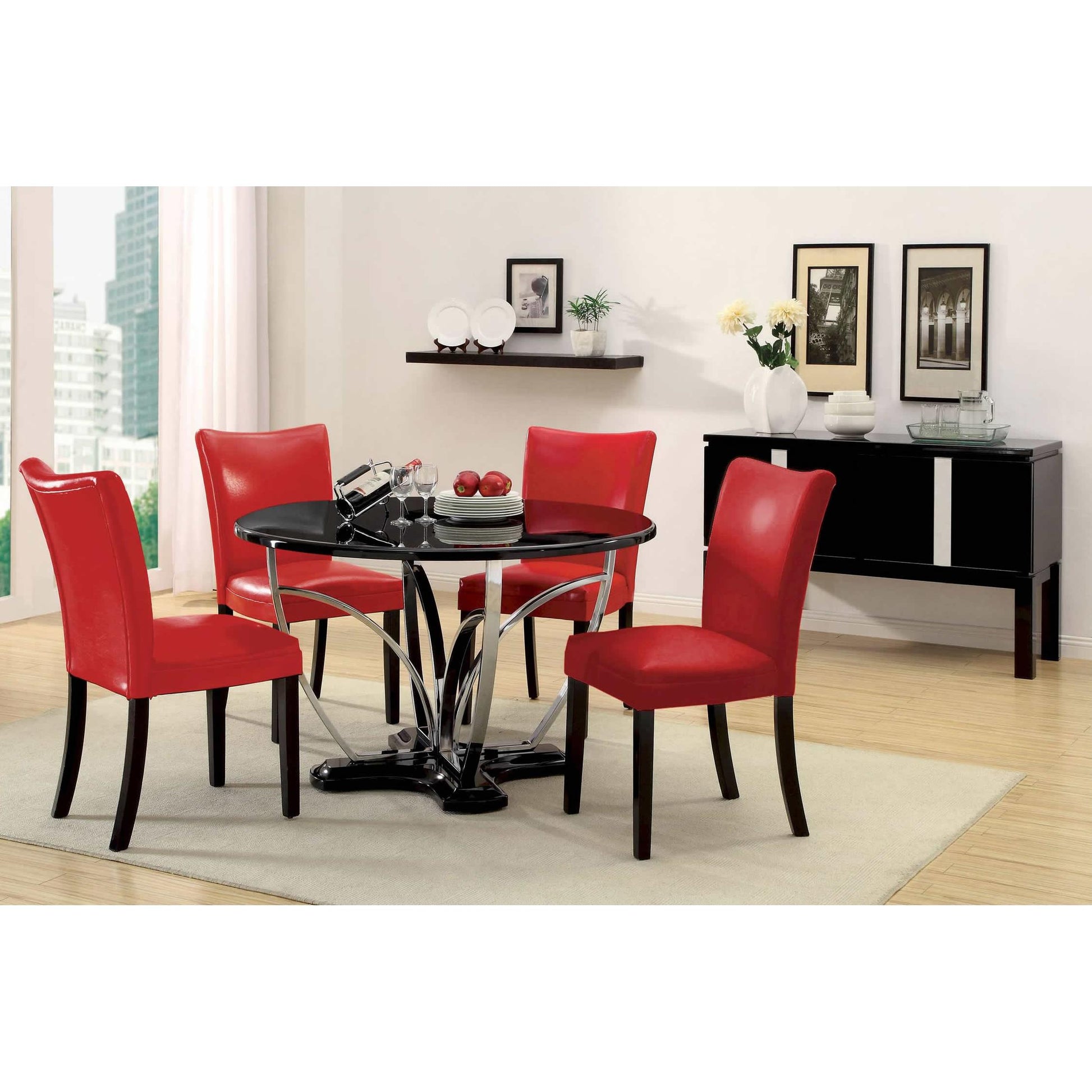  Furniture of America Round Belliz Dining Table with Pedestal Base CM3177BK-T IMAGE 6