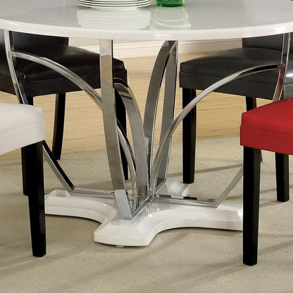  Furniture of America Round Belliz Dining Table with Pedestal Base CM3177WH-T IMAGE 2