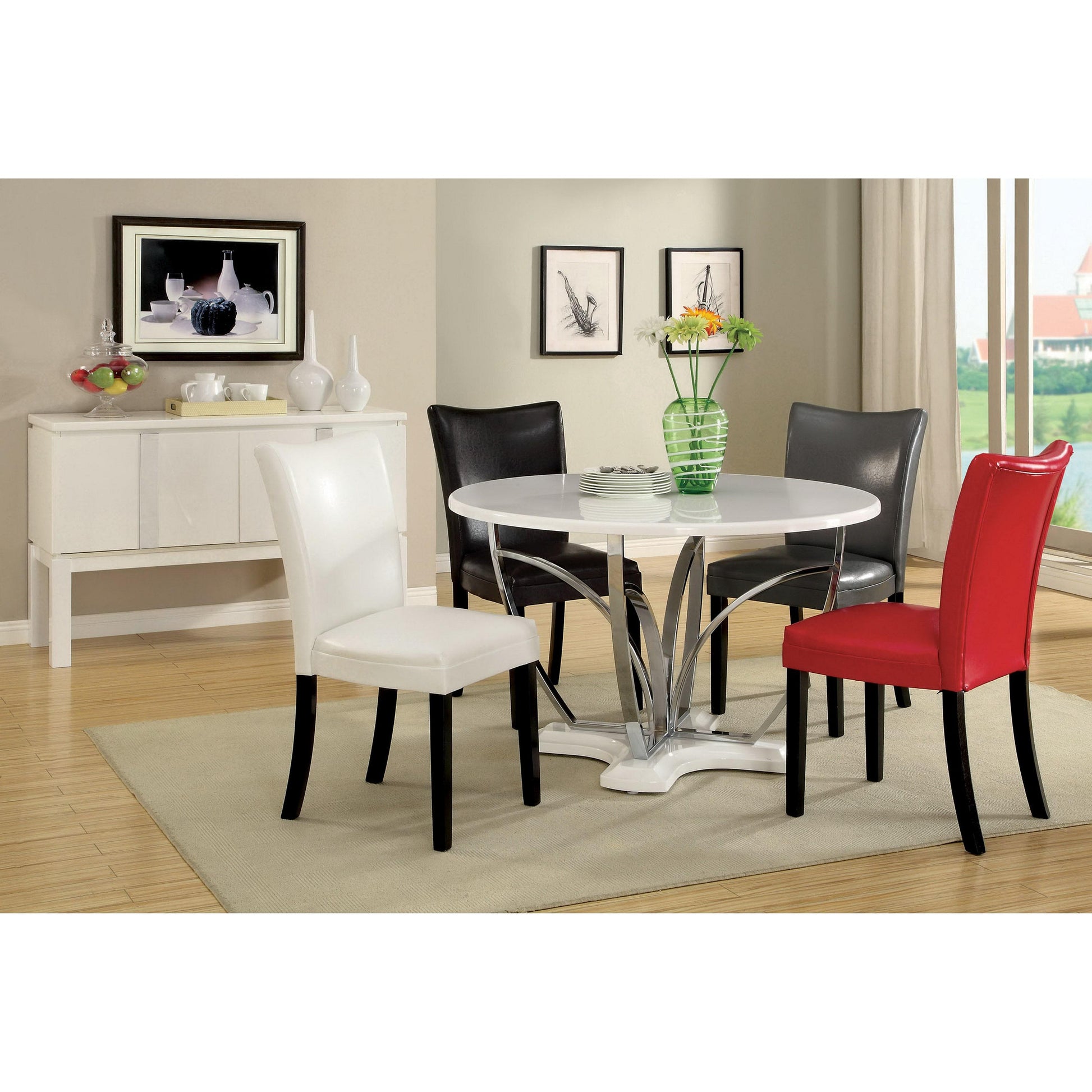  Furniture of America Round Belliz Dining Table with Pedestal Base CM3177WH-T IMAGE 3