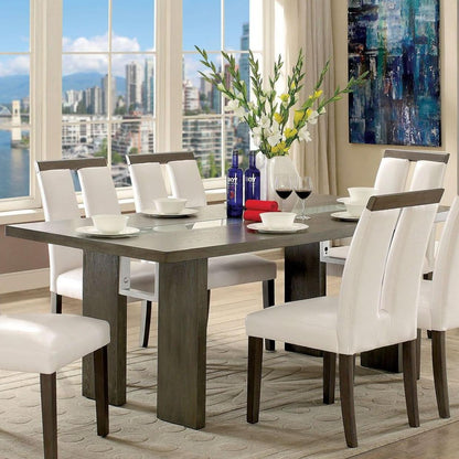  Furniture of America Luminar Dining Table with Glass Top CM3559GY-T IMAGE 1