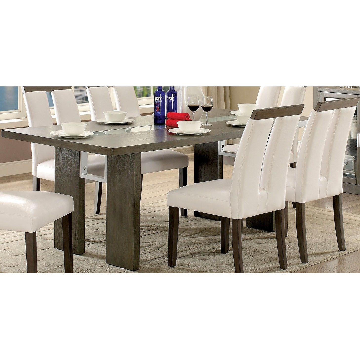  Furniture of America Luminar Dining Table with Glass Top CM3559GY-T IMAGE 2