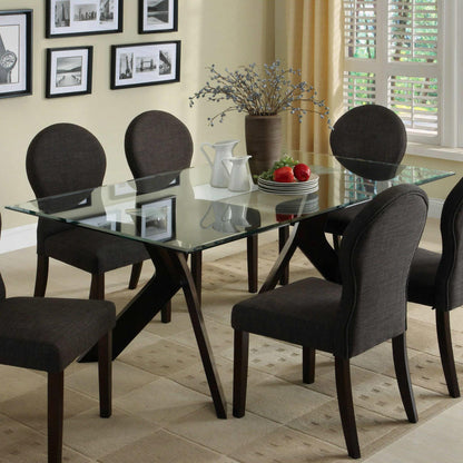  Furniture of America Grand View I Dining Table with Glass Top & Pedestal Base CM3425T-TABLE IMAGE 2
