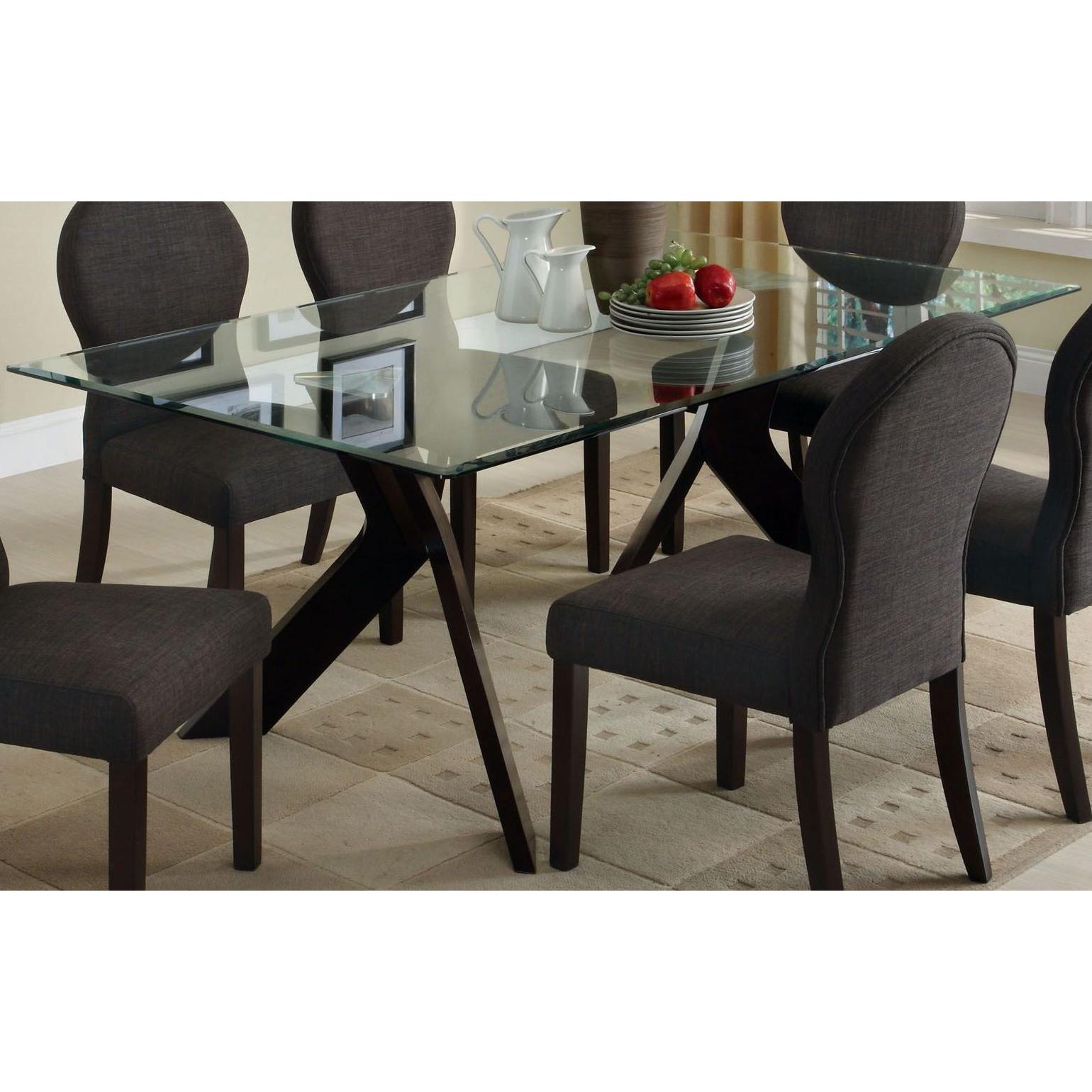  Furniture of America Grand View I Dining Table with Glass Top & Pedestal Base CM3425T-TABLE IMAGE 3