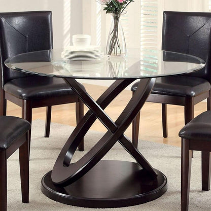  Furniture of America Round Atenna I Dining Table with Glass Top & Pedestal Base CM3774T-TABLE IMAGE 2