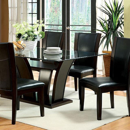 Furniture of America Manhattan Dining Table with Glass Top and Pedestal Base CM3710T-TABLE IMAGE 1