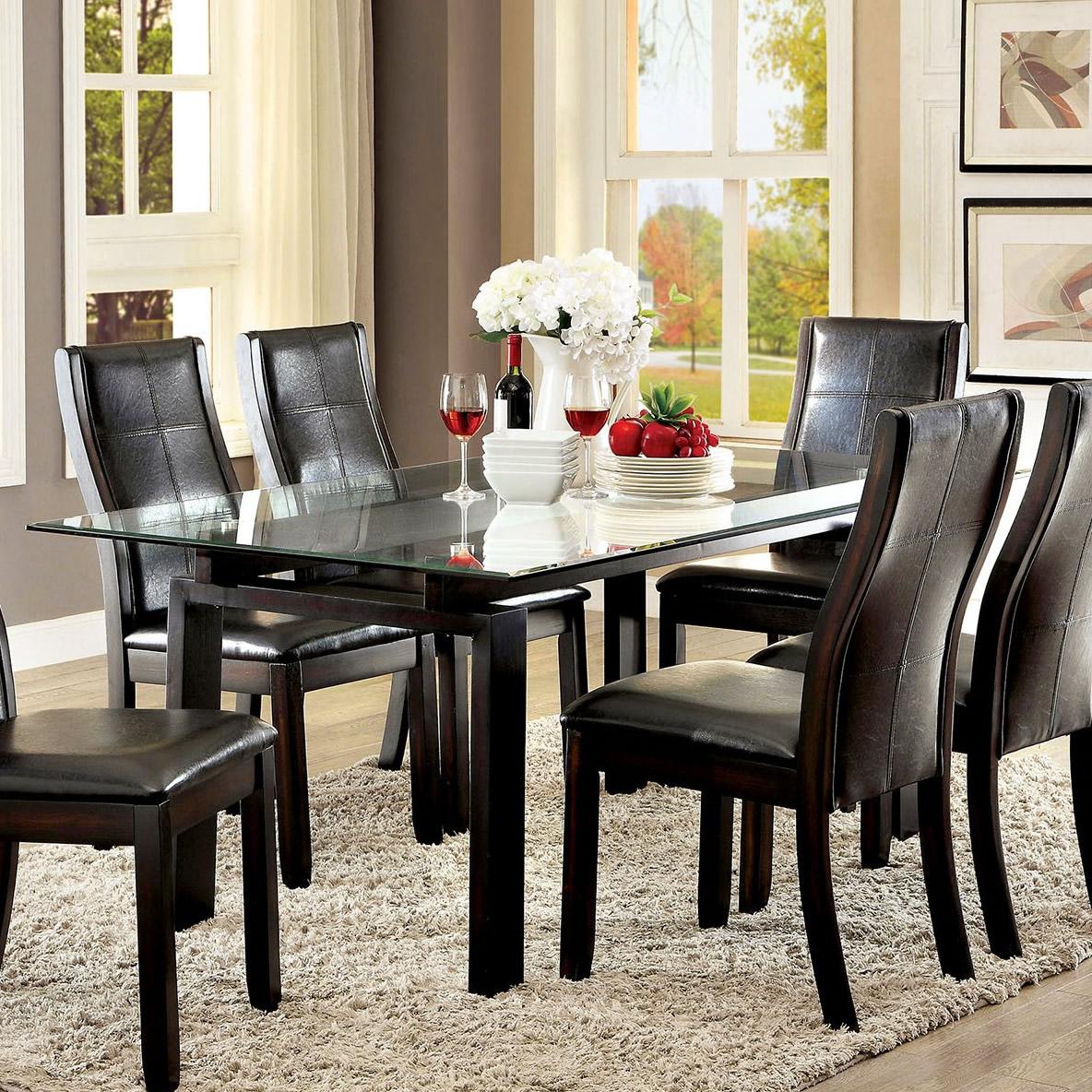  Furniture of America Phyllis Dining Table with Glass Top CM3462T-TABLE IMAGE 2