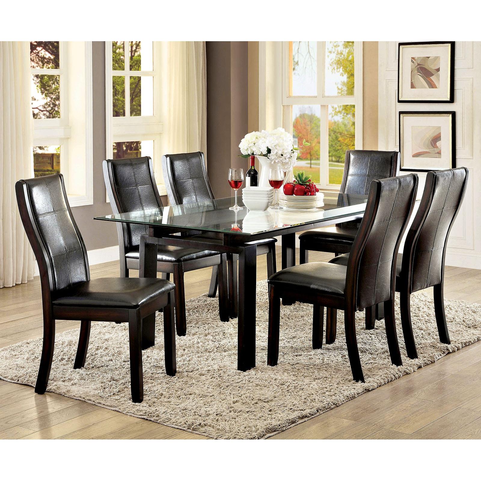  Furniture of America Phyllis Dining Table with Glass Top CM3462T-TABLE IMAGE 4