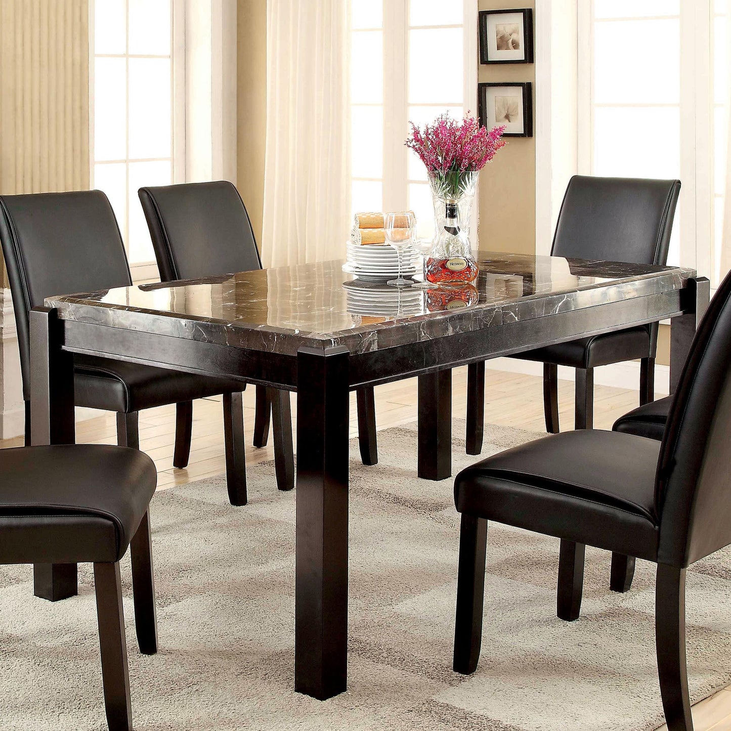 Furniture of America Gladstone I Dining Table with Marble Top CM3823BK-T IMAGE 1