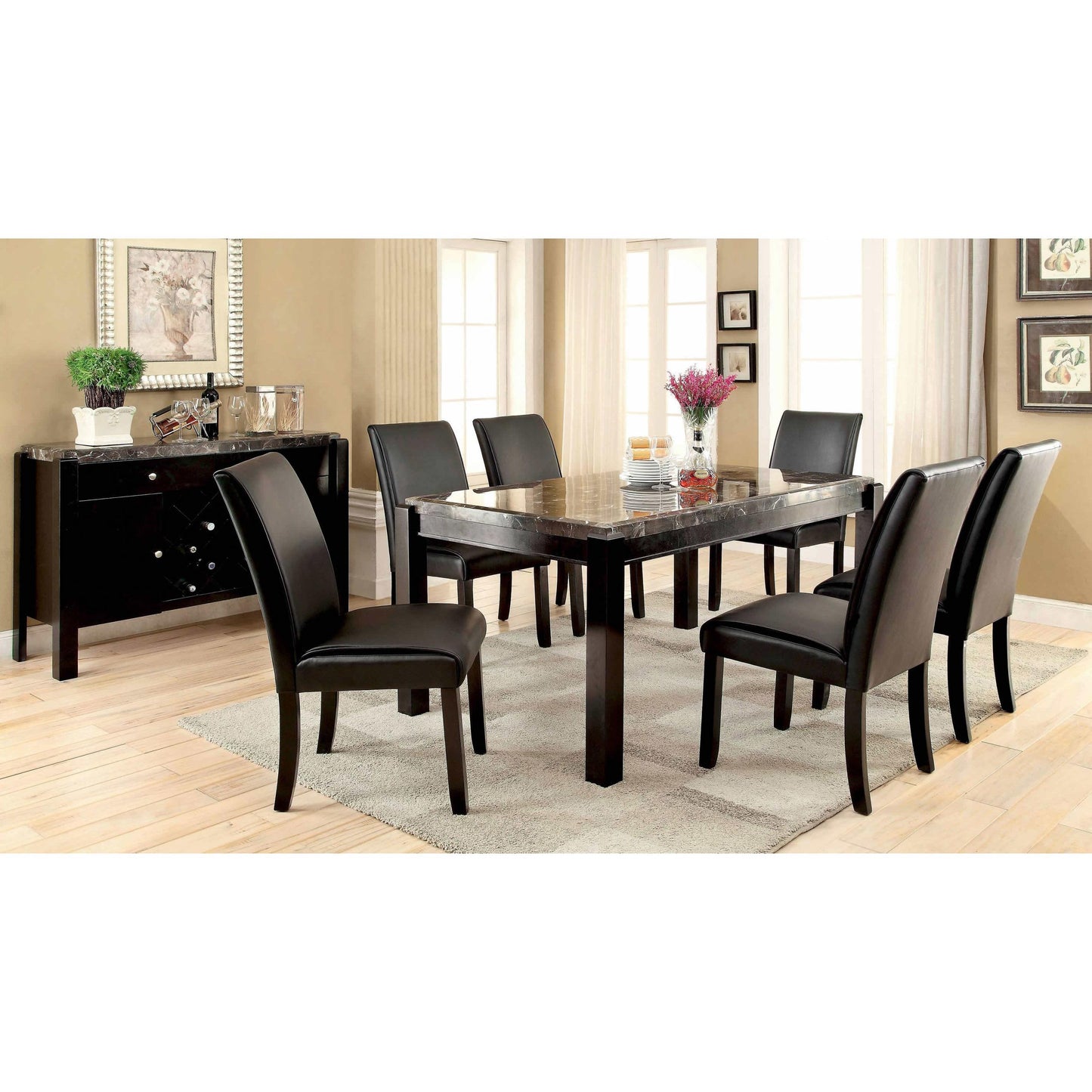  Furniture of America Gladstone I Dining Table with Marble Top CM3823BK-T IMAGE 2