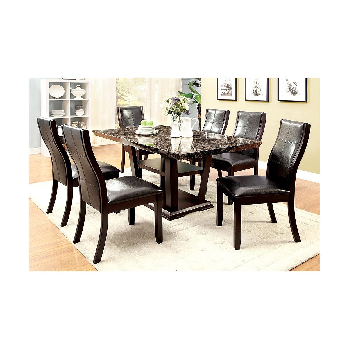  Furniture of America Clayton I Dining Table with Marble Top & Pedestal Base CM3933T-TABLE IMAGE 3