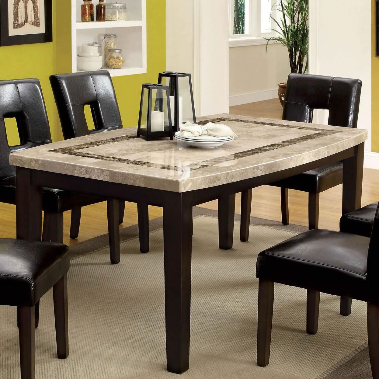  Furniture of America Oval Lisbon I Dining Table with Marble Top CM3693OT IMAGE 1