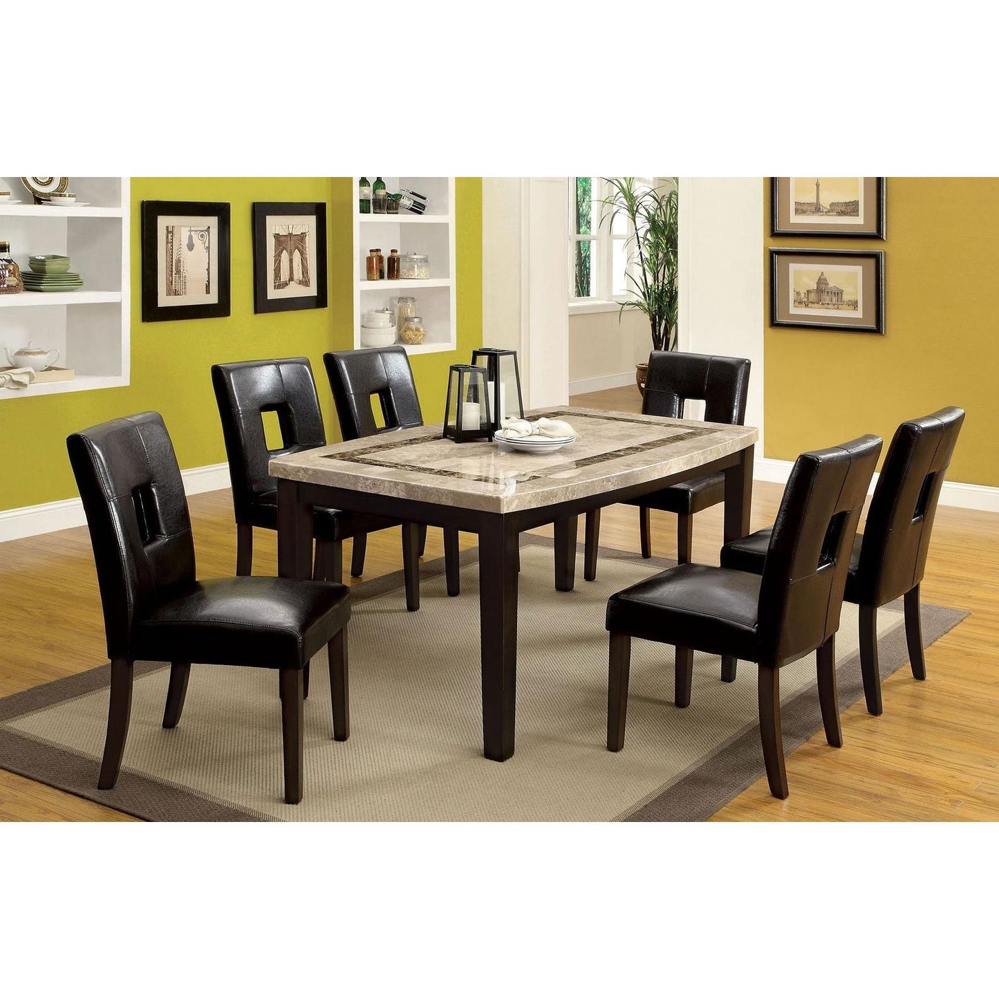  Furniture of America Oval Lisbon I Dining Table with Marble Top CM3693OT IMAGE 3
