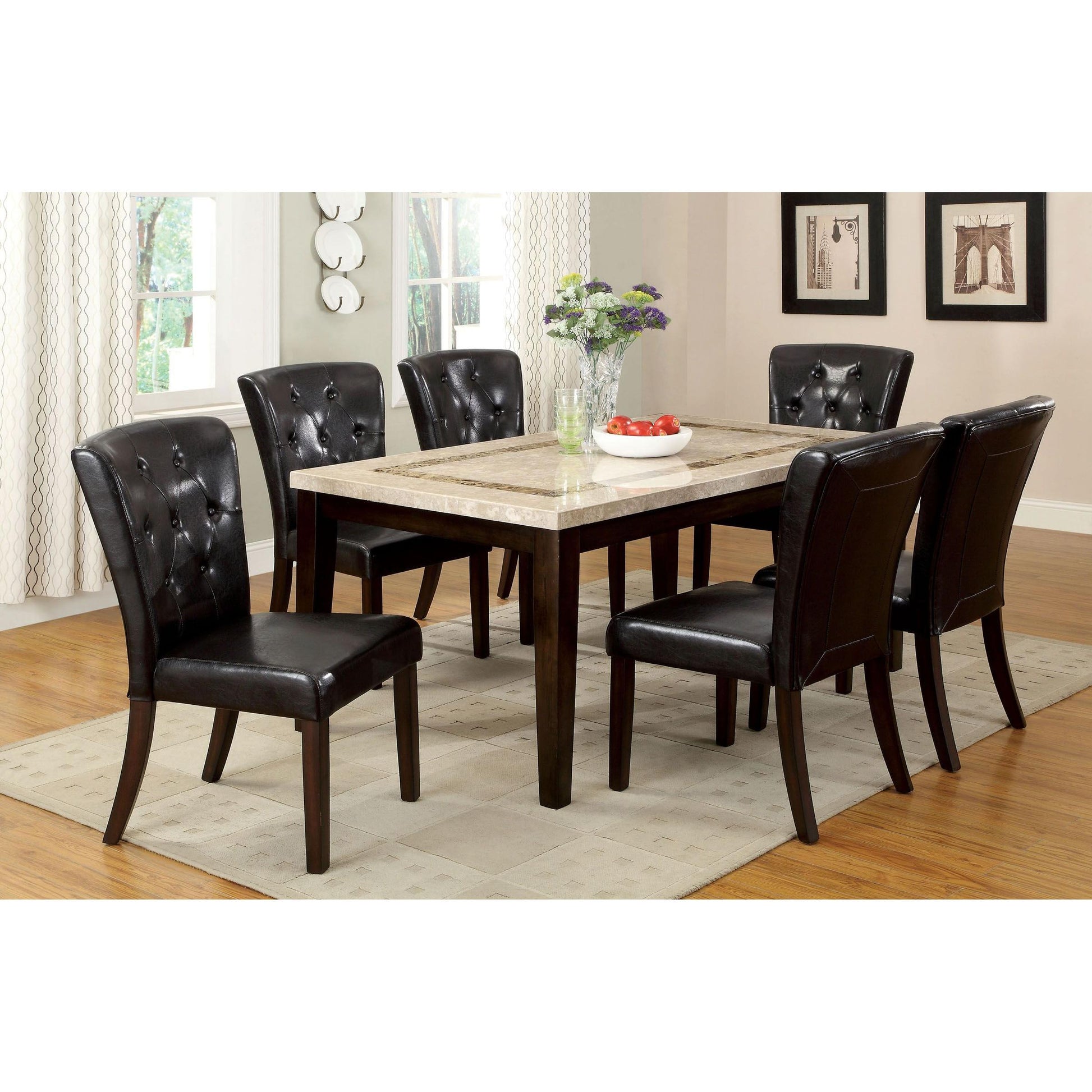  Furniture of America Lisbon I Dining Table with Marble Top CM3693T IMAGE 3
