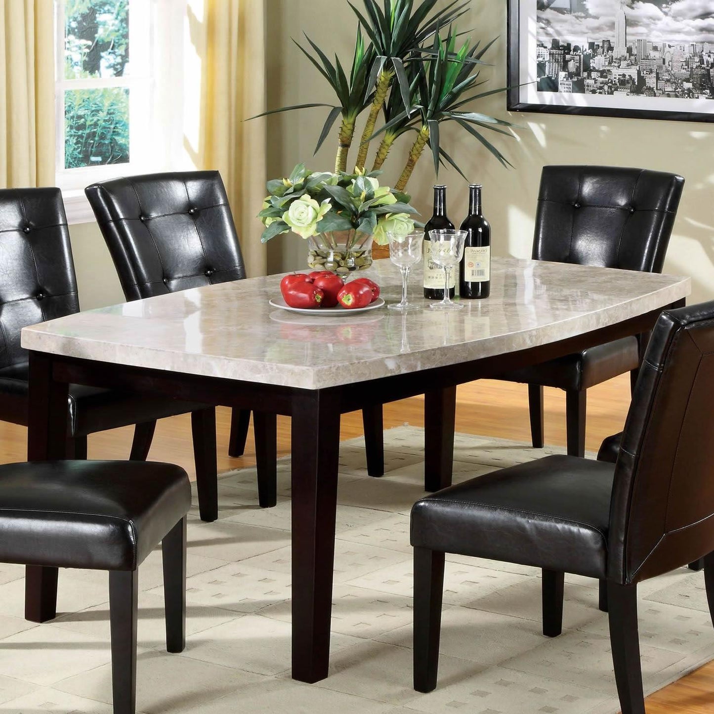  Furniture of America Oval Marion I Dining Table with Marble Top CM3866T IMAGE 1