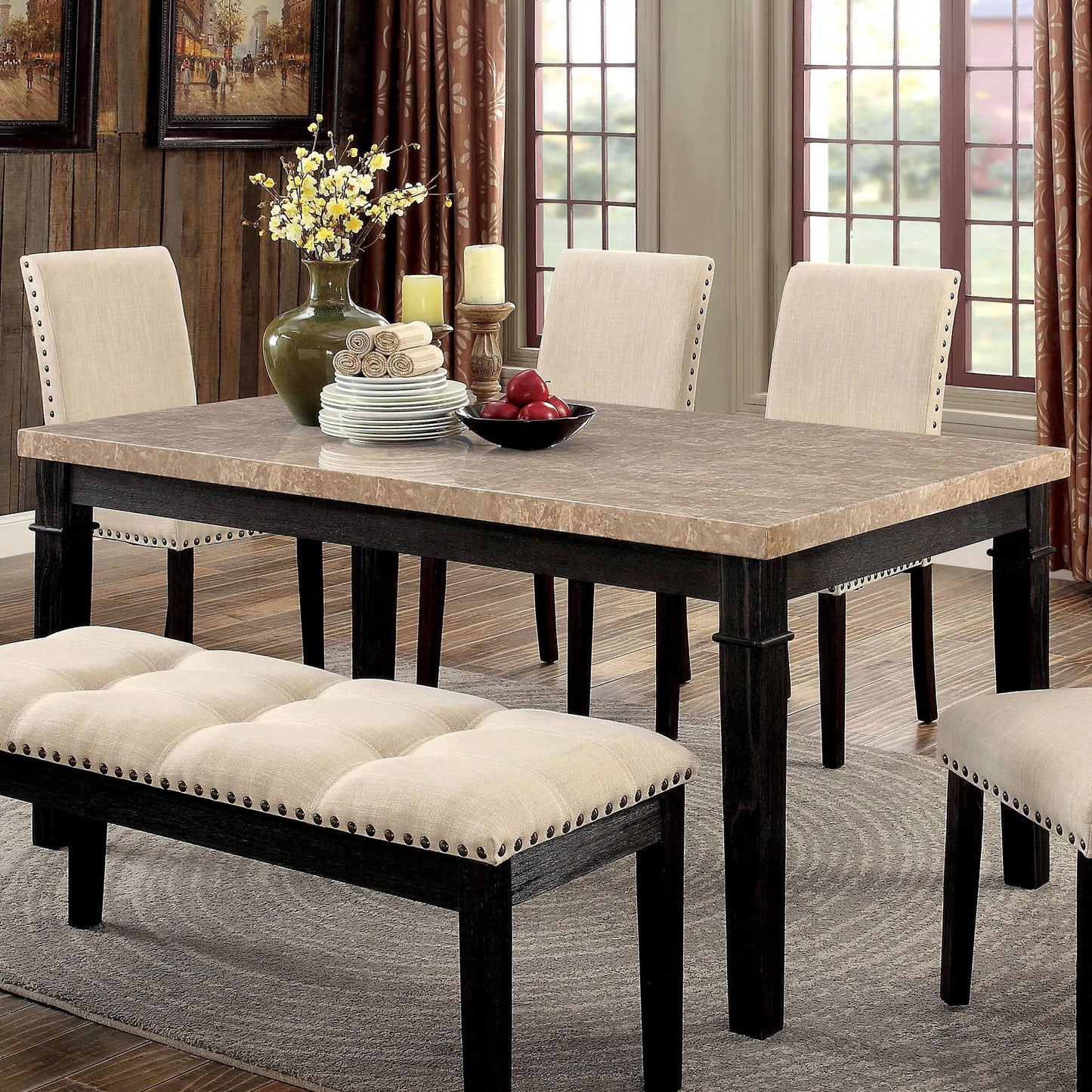  Furniture of America Dodson I Dining Table with Faux Marble Top CM3466T IMAGE 1
