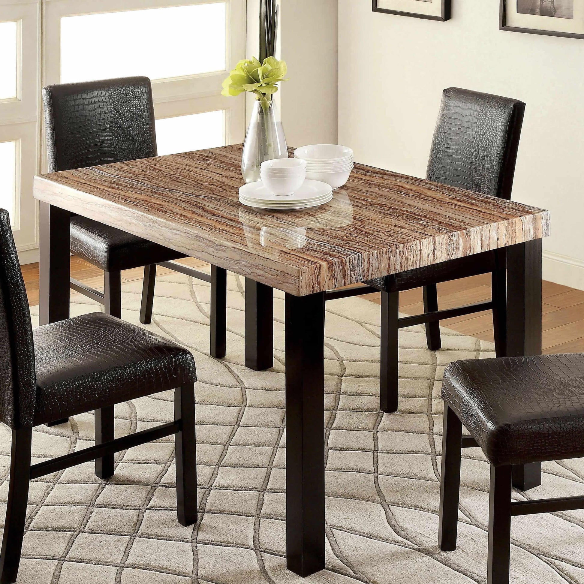  Furniture of America Rockham I Dining Table with Faux Marble Top CM3278T IMAGE 1