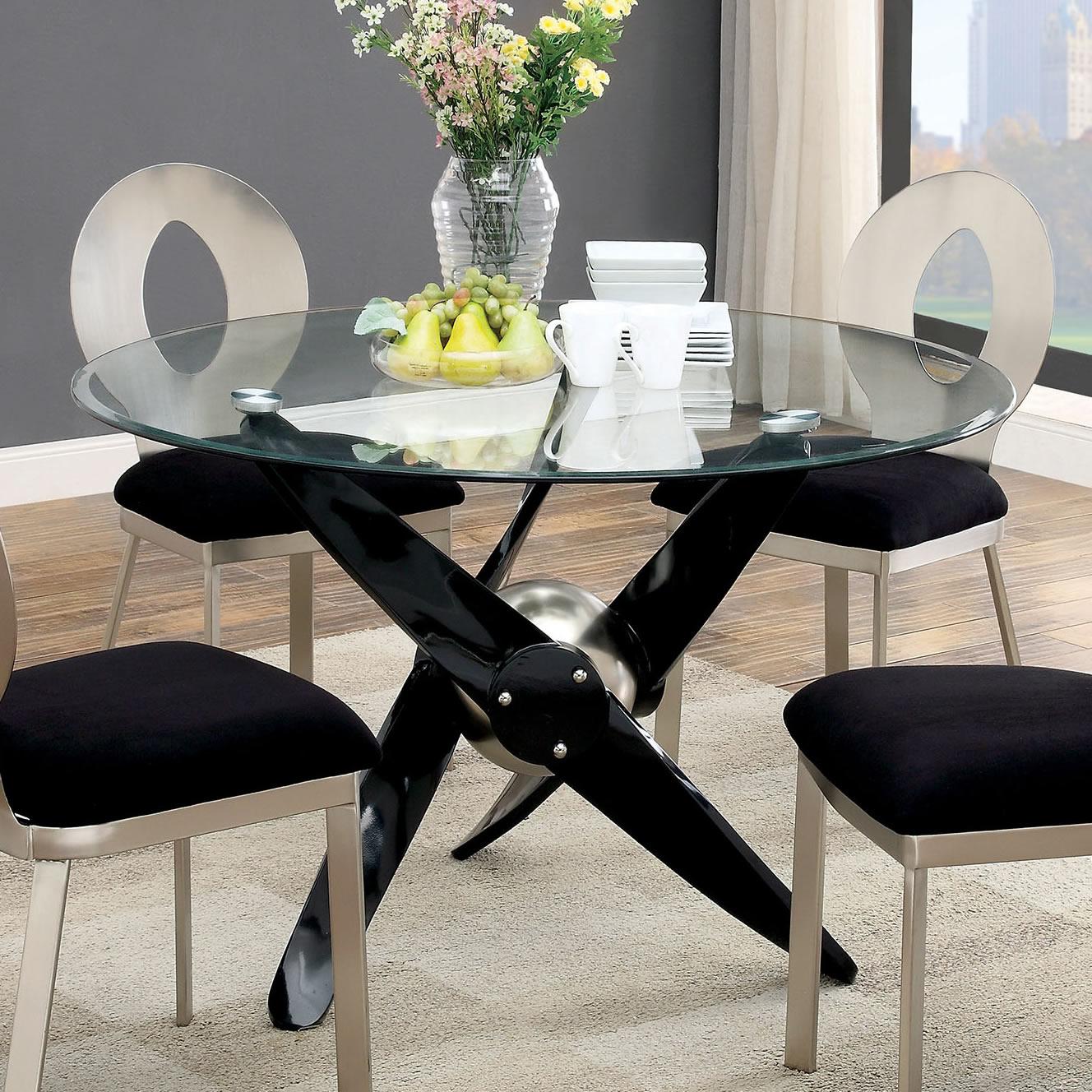  Furniture of America Aero Dining Table with Glass Top CM3169T-TABLE IMAGE 2