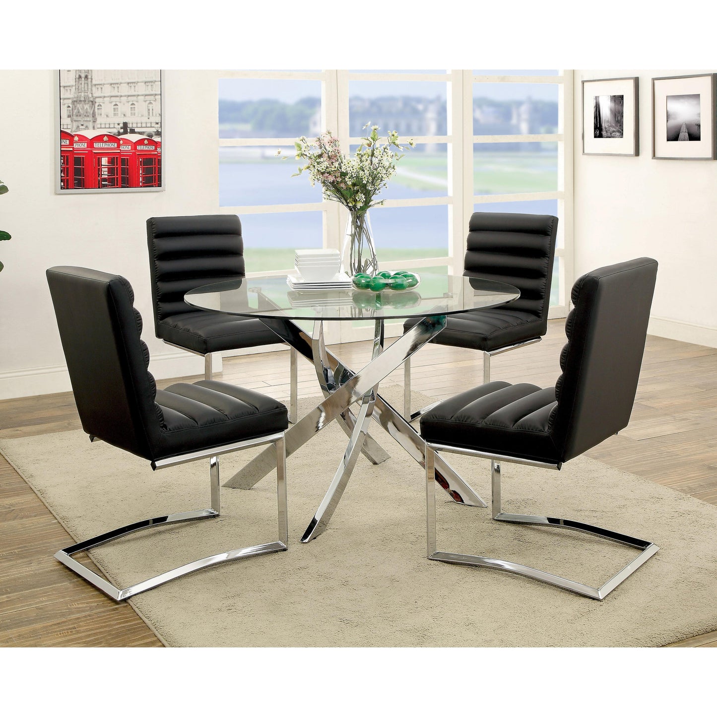  Furniture of America Yasmin Dining Table with Glass Top CM3381T-TABLE IMAGE 2