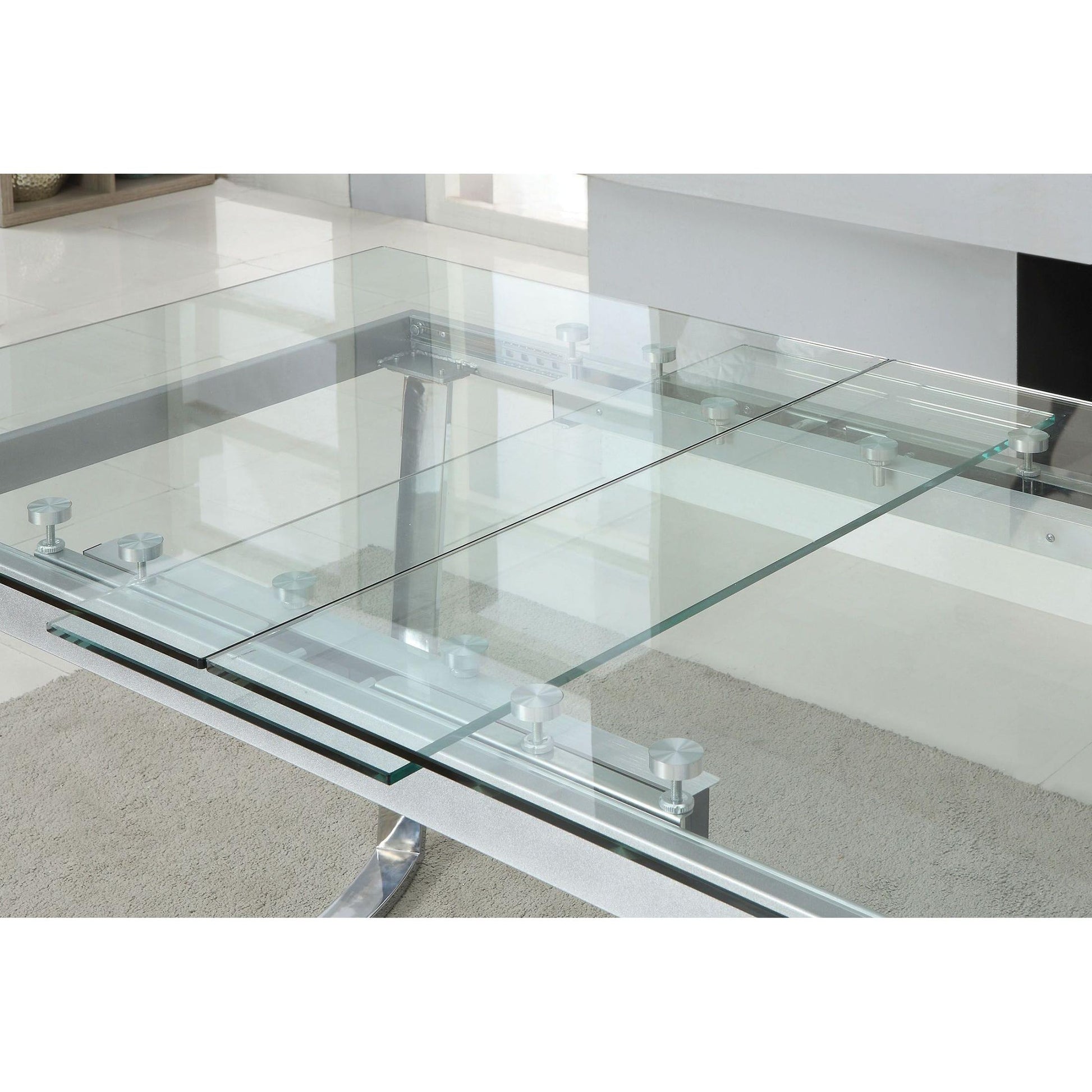  Furniture of America Miriam Dining Table with Glass Top CM3383T-TABLE IMAGE 2