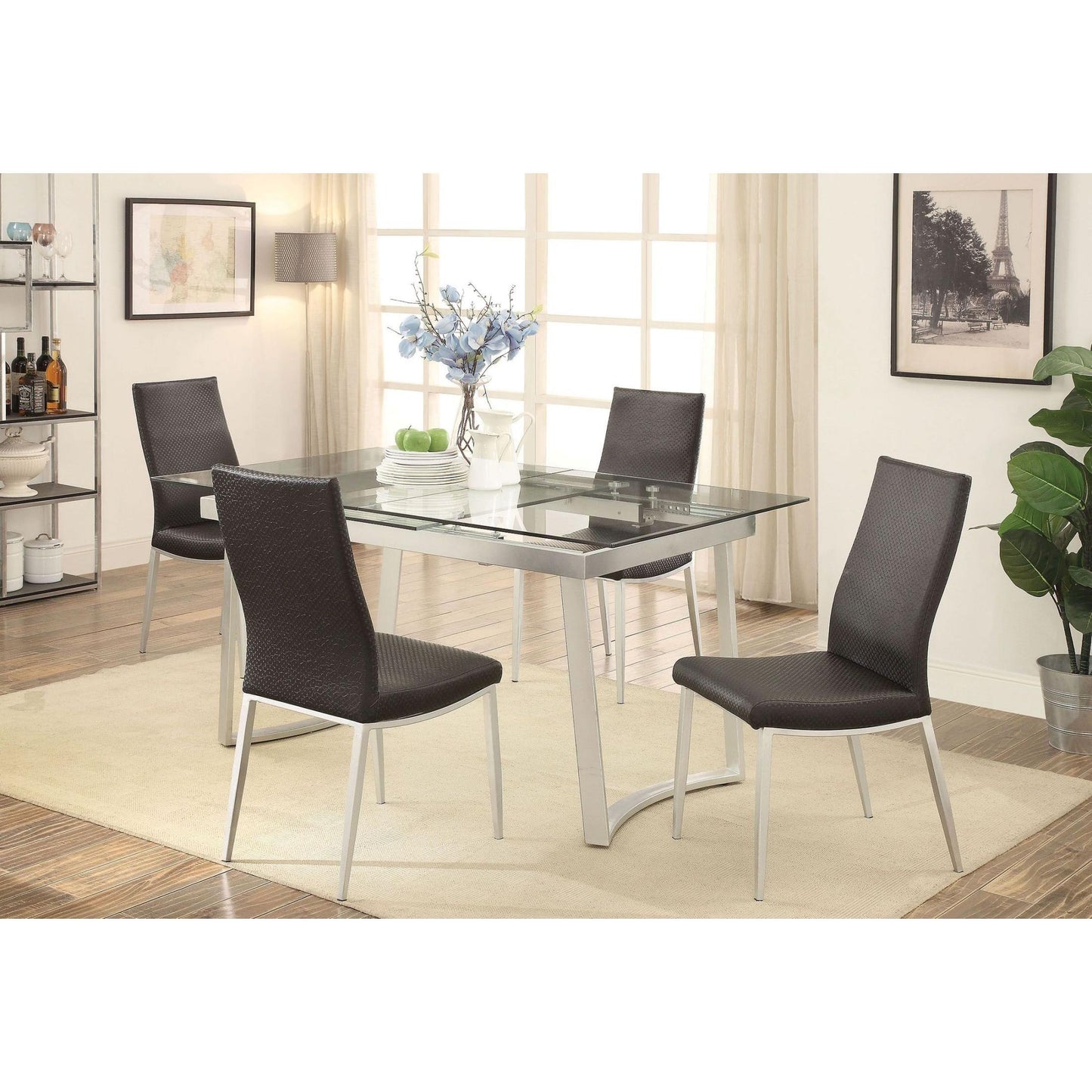  Furniture of America Miriam Dining Table with Glass Top CM3383T-TABLE IMAGE 4