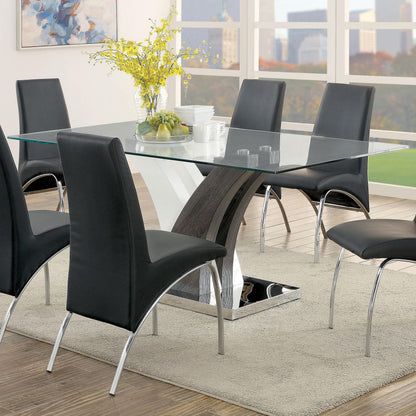  Furniture of America Svana Dining Table with Glass Top & Pedestal Base CM3382T-TABLE IMAGE 2
