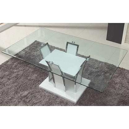  Furniture of America Glenview Dining Table with Glass Top and Pedestal Base CM8372WH-T-TABLE IMAGE 5