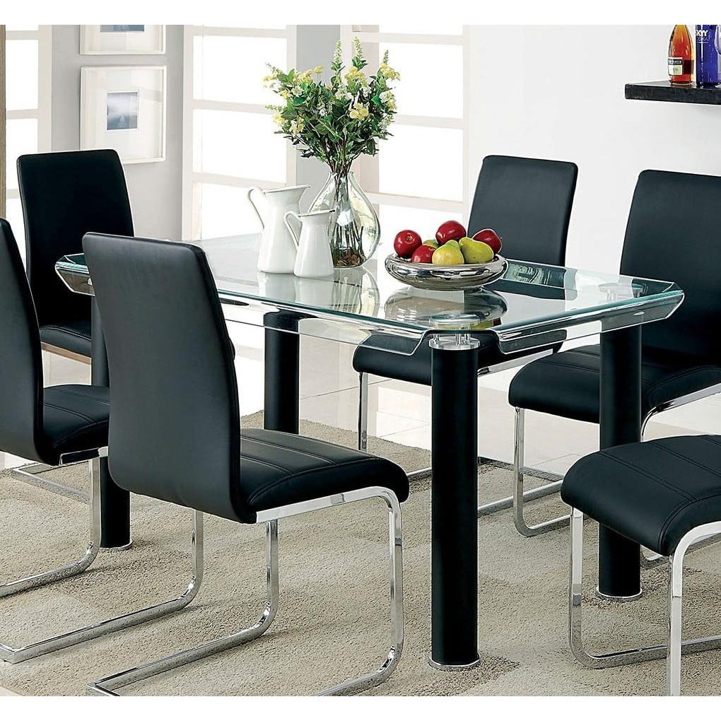  Furniture of America Walkerville I Dining Table with Glass Top CM3361BK-T-TABLE IMAGE 1