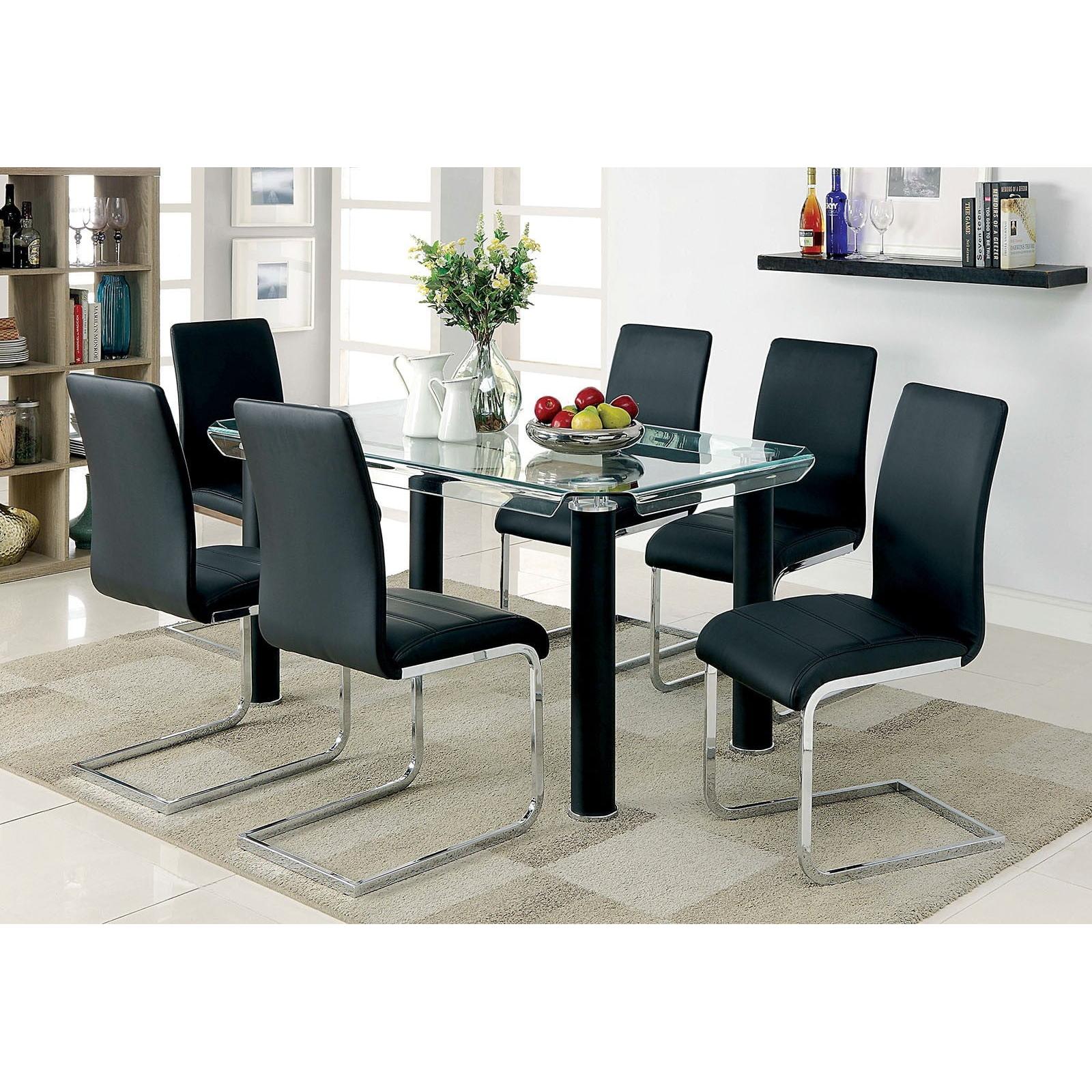  Furniture of America Walkerville I Dining Table with Glass Top CM3361BK-T-TABLE IMAGE 3