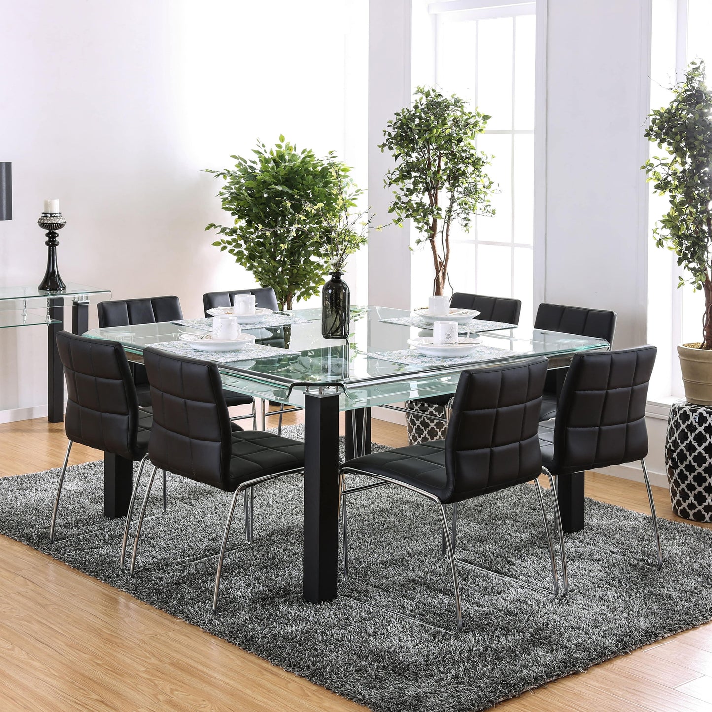  Furniture of America Square Batesland I Dining Table with Glass Top CM3363T-TABLE IMAGE 2