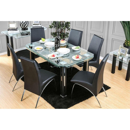  Furniture of America Square Berthold Dining Table with Glass Top CM3364BK-T-TABLE IMAGE 1