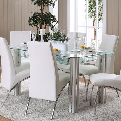  Furniture of America Square Berthold Dining Table with Glass Top CM3364WH-T-TABLE IMAGE 1