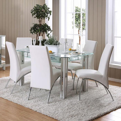  Furniture of America Square Berthold Dining Table with Glass Top CM3364WH-T-TABLE IMAGE 2