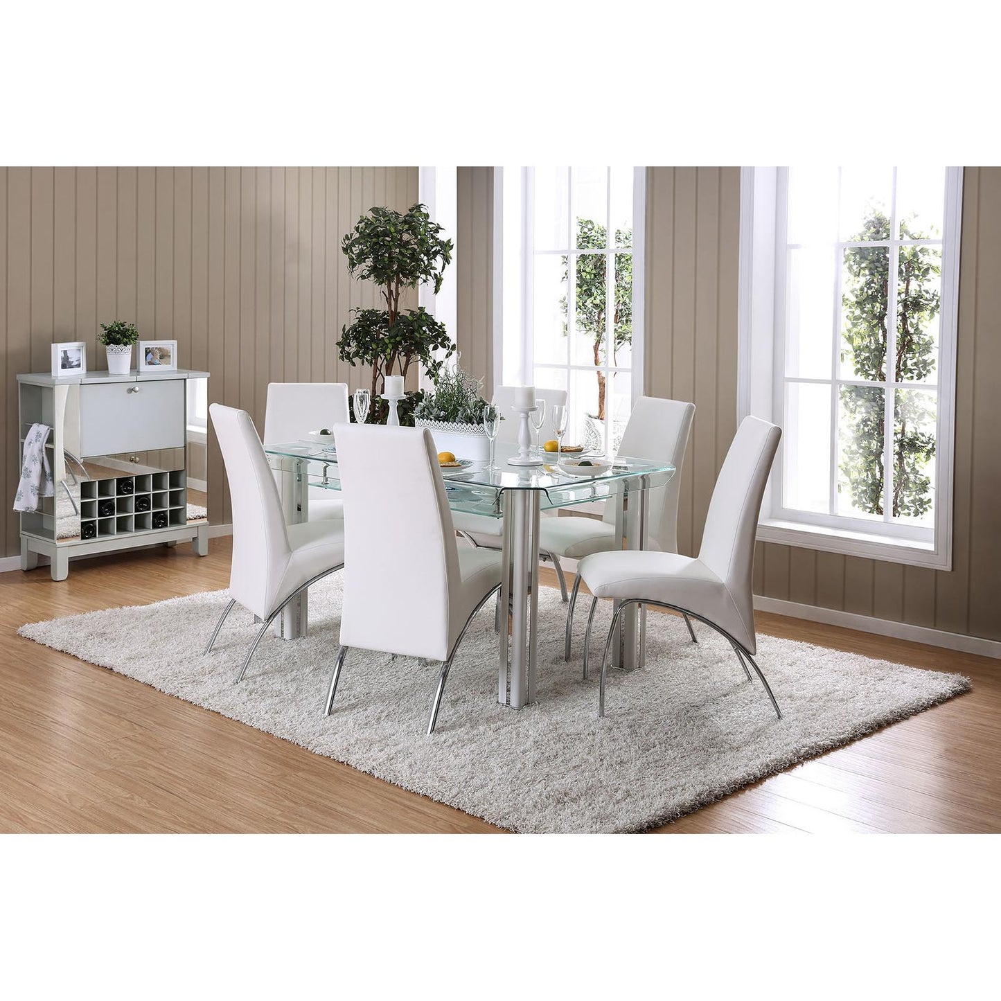  Furniture of America Square Berthold Dining Table with Glass Top CM3364WH-T-TABLE IMAGE 5