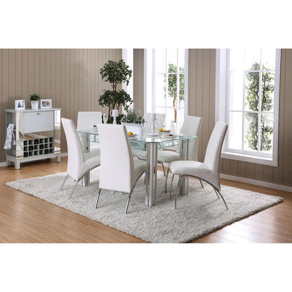  Furniture of America Square Berthold Dining Table with Glass Top CM3364WH-T-TABLE IMAGE 5
