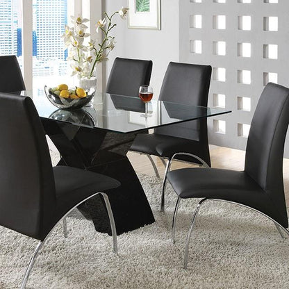 Furniture of America Wailoa Dining Table with Glass Top and Pedestal Base CM8370BK-T-TABLE IMAGE 1
