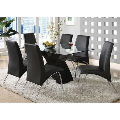 Furniture of America Wailoa Dining Table with Glass Top and Pedestal Base CM8370BK-T-TABLE IMAGE 4