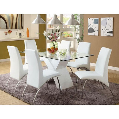  Furniture of America Wailoa Dining Table with Glass Top and Pedestal Base CM8370WH-T-TABLE IMAGE 3