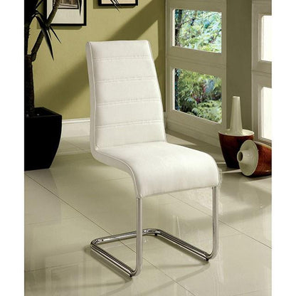 Furniture of America Round Mauna Dining Table with Glass Top and Pedestal Base CM8371WH-T-TABLE IMAGE 3