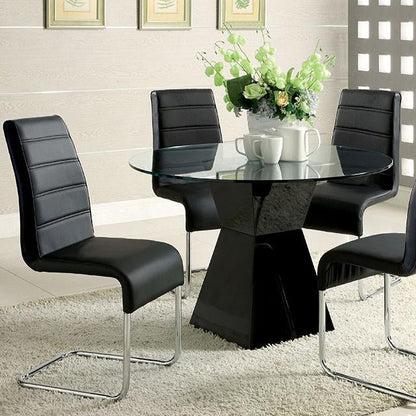  Furniture of America Round Mauna Dining Table with Glass Top and Pedestal Base CM8371BK-T-TABLE IMAGE 1