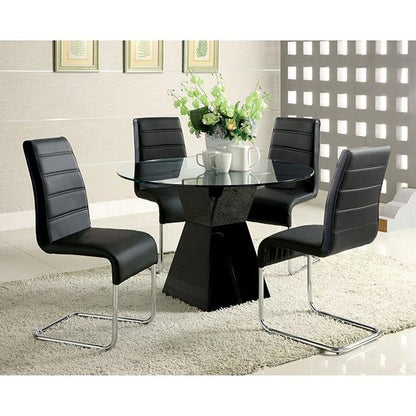  Furniture of America Round Mauna Dining Table with Glass Top and Pedestal Base CM8371BK-T-TABLE IMAGE 2