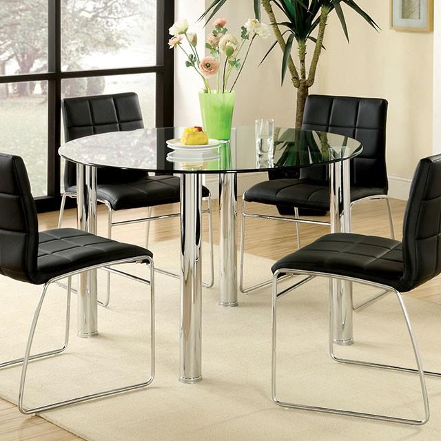  Furniture of America Round Kona Dining Table with Glass Top CM8320T-TABLE IMAGE 1