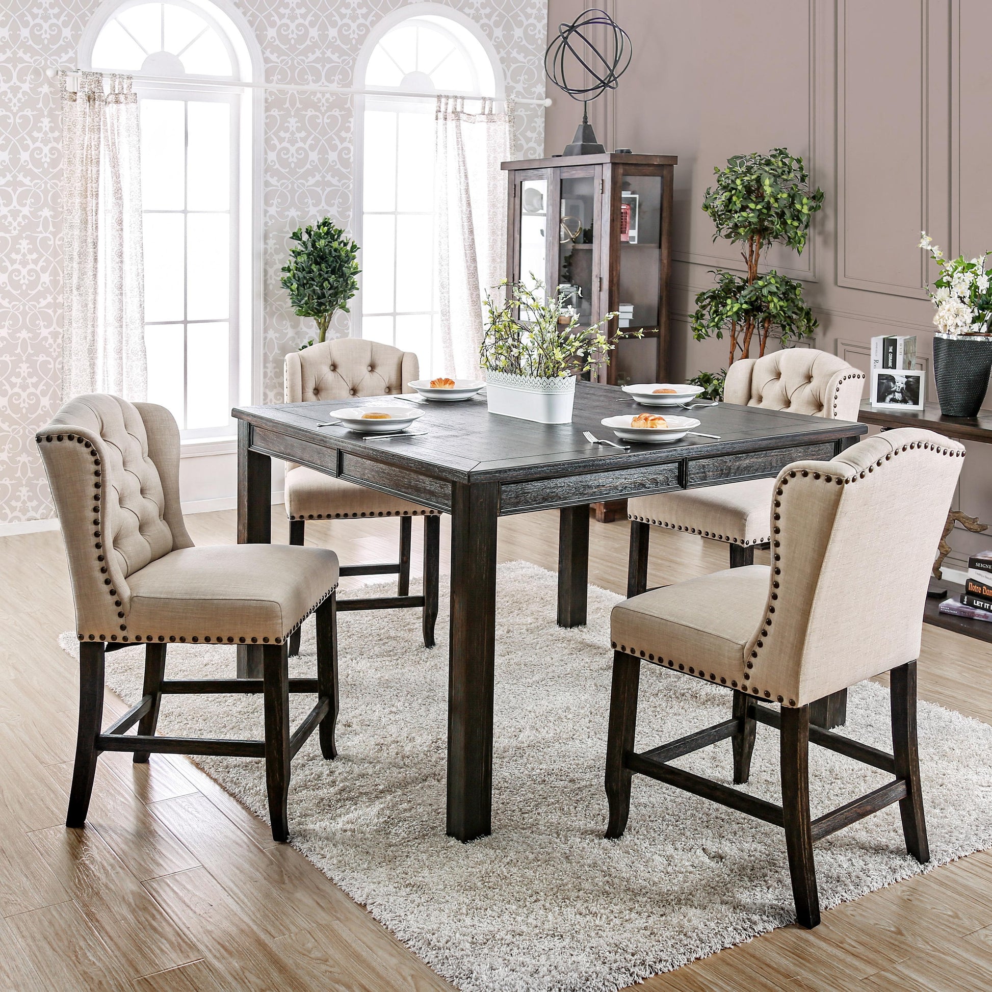  Furniture of America Sania CM3324BK-PCW-2PK Counter Height Wingback Chair IMAGE 7