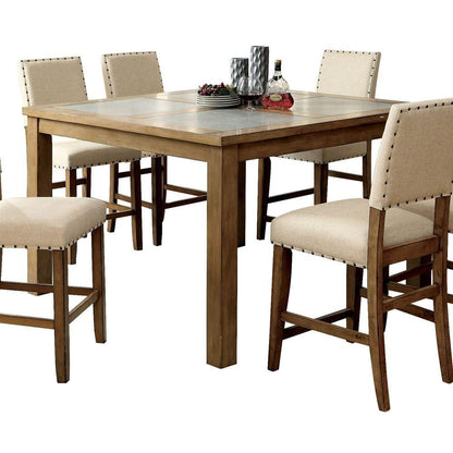  Furniture of America Square Melston II Counter Height Dining Table with Stone Top CM3531PT IMAGE 1