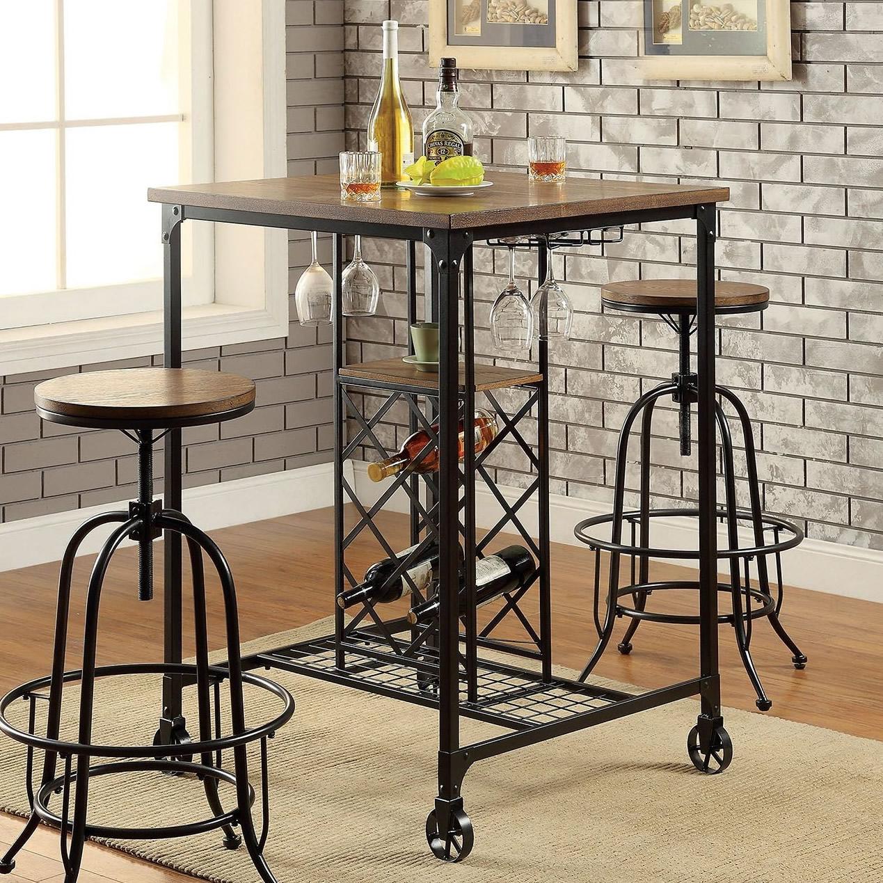  Furniture of America Square Silvia I Pub Height Dining Table with Trestle Base CM3803BT IMAGE 1