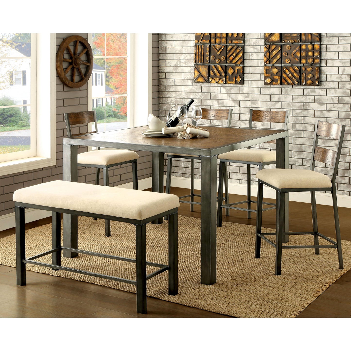  Furniture of America Square Jazlyn II Counter Height Dining Table CM3686PT-TABLE IMAGE 3