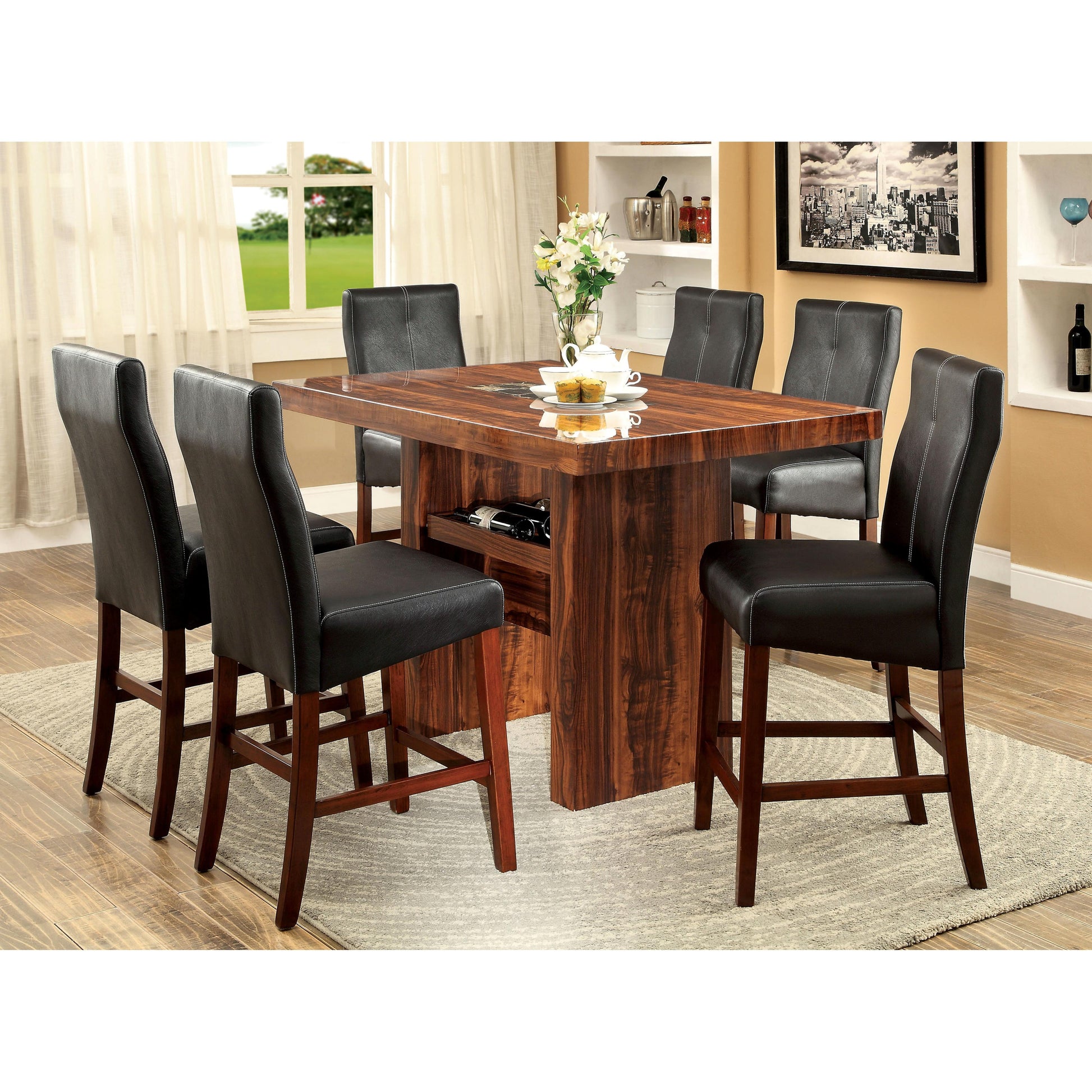  Furniture of America Bonneville II Counter Height Dining Table with Pedestal Base CM3824PT-TABLE IMAGE 7