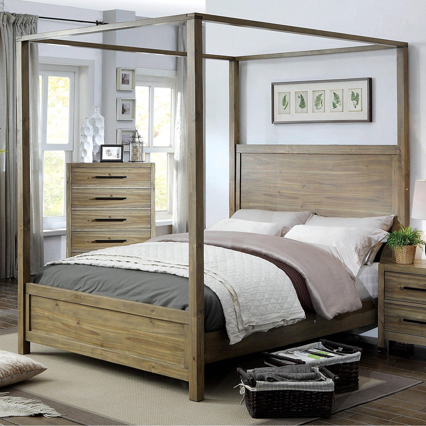  Furniture of America Garland King Canopy Bed CM7355EK-BED IMAGE 1