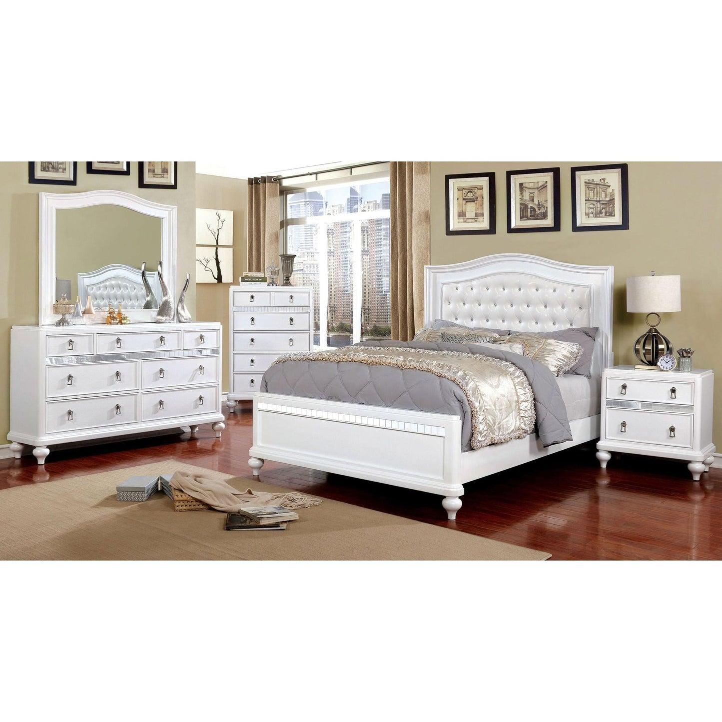  Furniture of America Ariston California King Panel Bed CM7171WH-CK-BED IMAGE 4