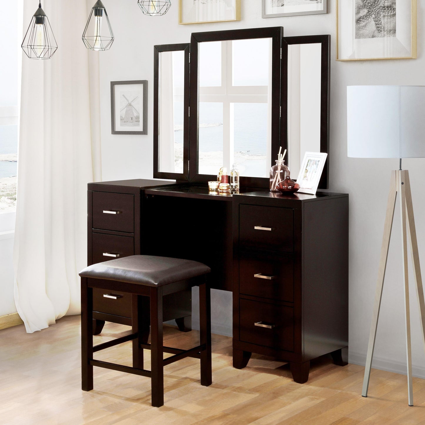  Furniture of America Enrico CM7088V-PK Vanity w/ Stool IMAGE 6