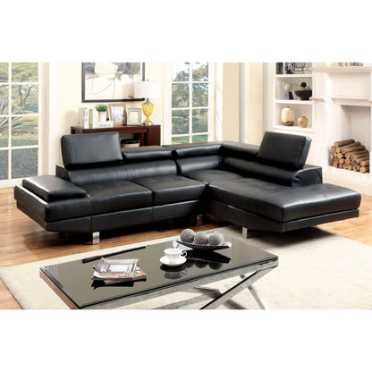  Furniture of America Kemina Stationary Bonded Leather 2 Pc Sectional CM6833BK-SET IMAGE 1